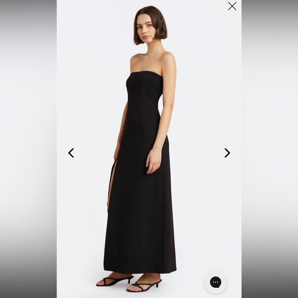 Bec & Bridge Strapless black maxi dress, thigh-high split.
NEW WITH TAGS. - Picture 3 of 3